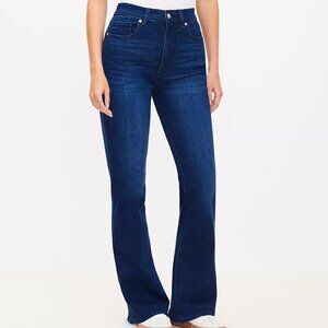 LOFT Petite Curvy High Rise Slim Flare Jeans in Dark Wash
